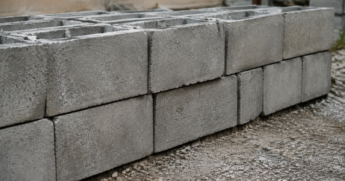 bloc beton empile horizontal rangee surface grise brute